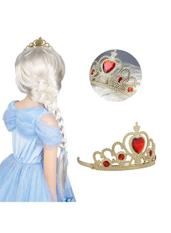 Elsa Dress Up with Elsa Crown,Wand,Gift Set for Girls Christmas Party Cosplay Set - Image 3